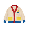 bobo choses bobo choo choo color block baby cardigan offwhite