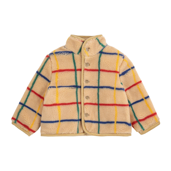 bobo choses stripe color sheepskin baby jacket offwhite