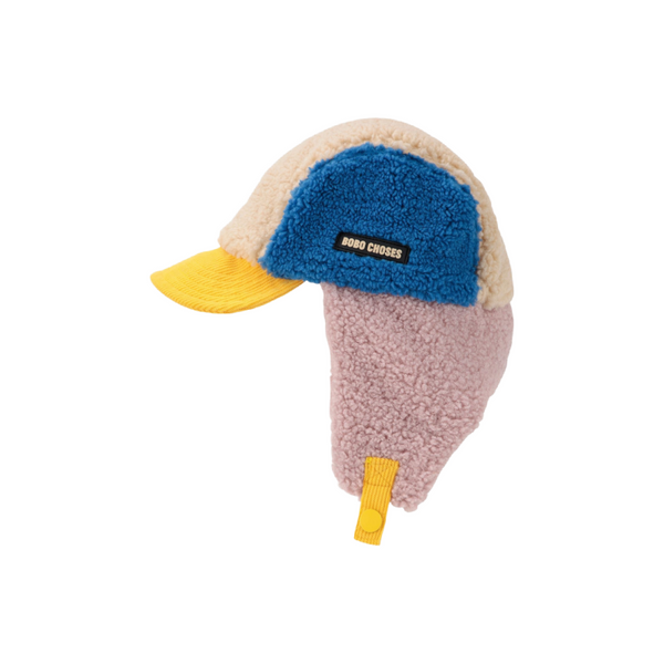 bobo choses color block sheepskin baby chapka blue