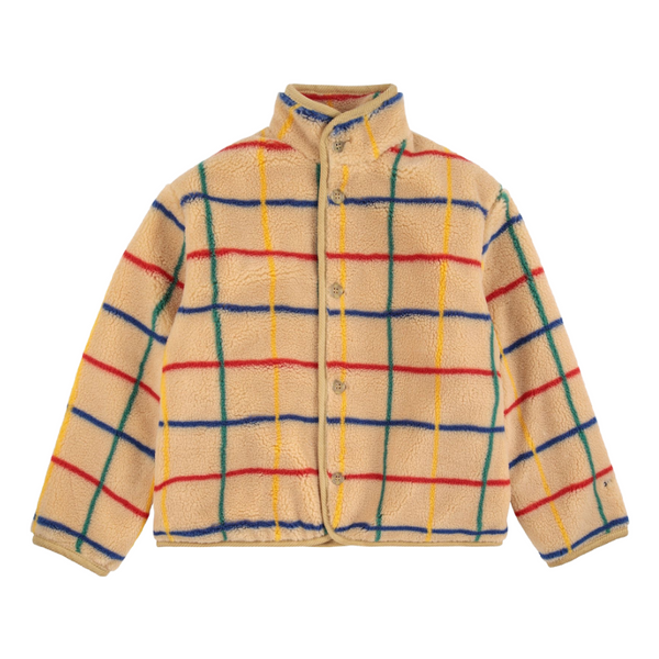 bobo choses color stripes sheepskin jacket beige