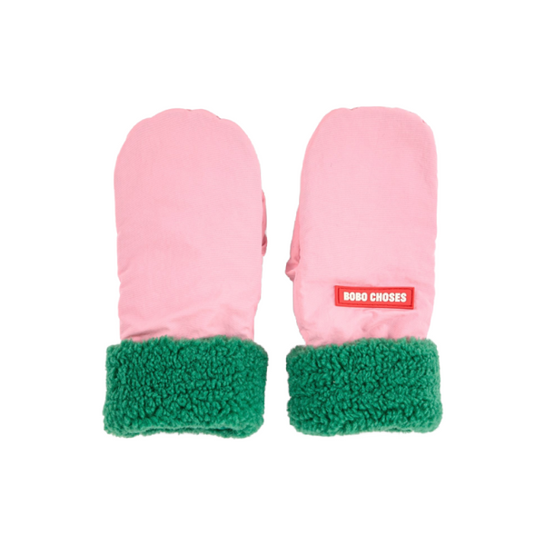 bobo choses bicolor mittens pink