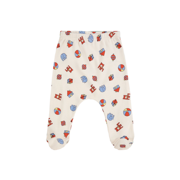 bobo choses toys all over footed baby leggings offwhite