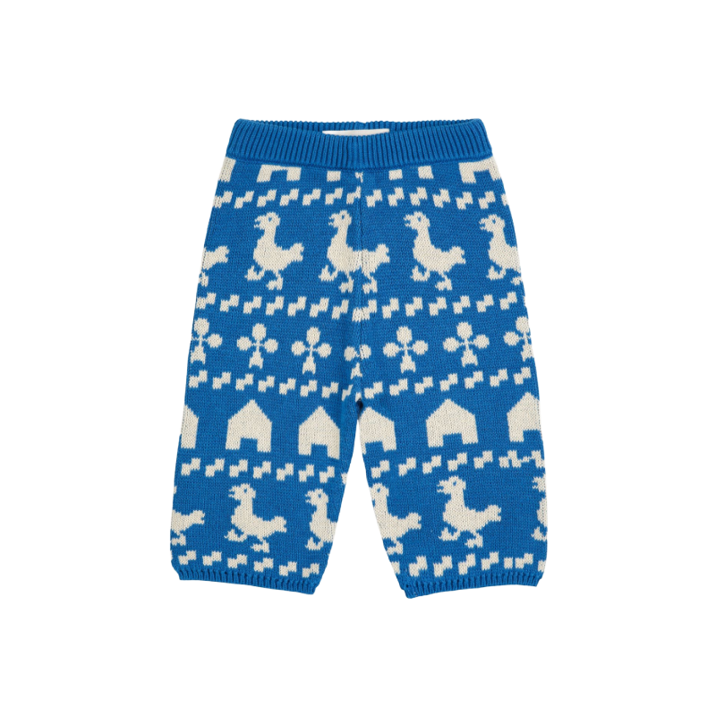 bobo choses farm all over knitted baby pants blue