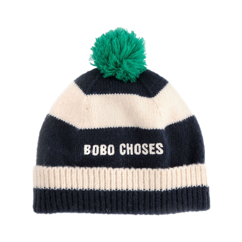 bobo choses striped beanie midnight blue