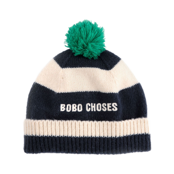 bobo choses striped beanie midnight blue