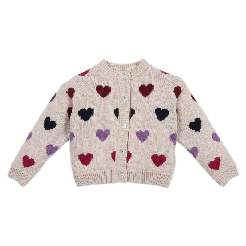 the new society cora baby cardigan hearts