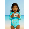 seafolly isla palm frill baby swim sunsuit palm blue