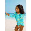 seafolly isla palm frill baby swim sunsuit palm blue