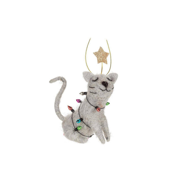 cat with lights ornament