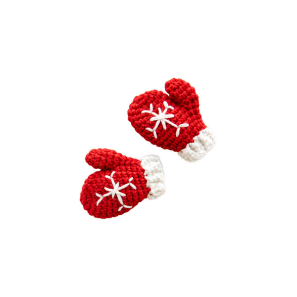 christmas mittens hair clips set