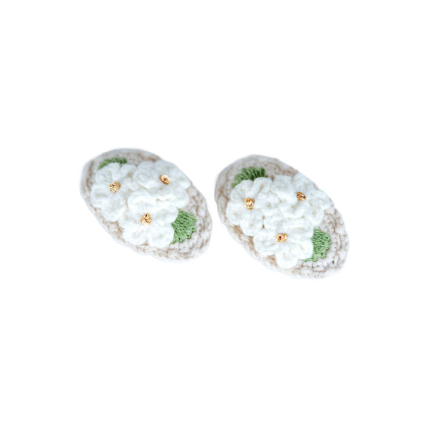 floral hair clip beige