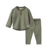 wheat olsvad baby set dark green stripe