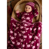 the bonnie mob fawn cabin knit baby shawl pomegranate