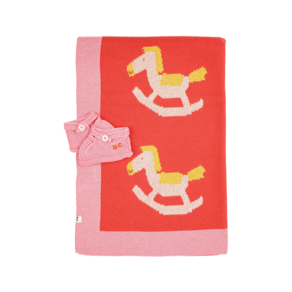 bobo choses rocking horse knitted gift set pink