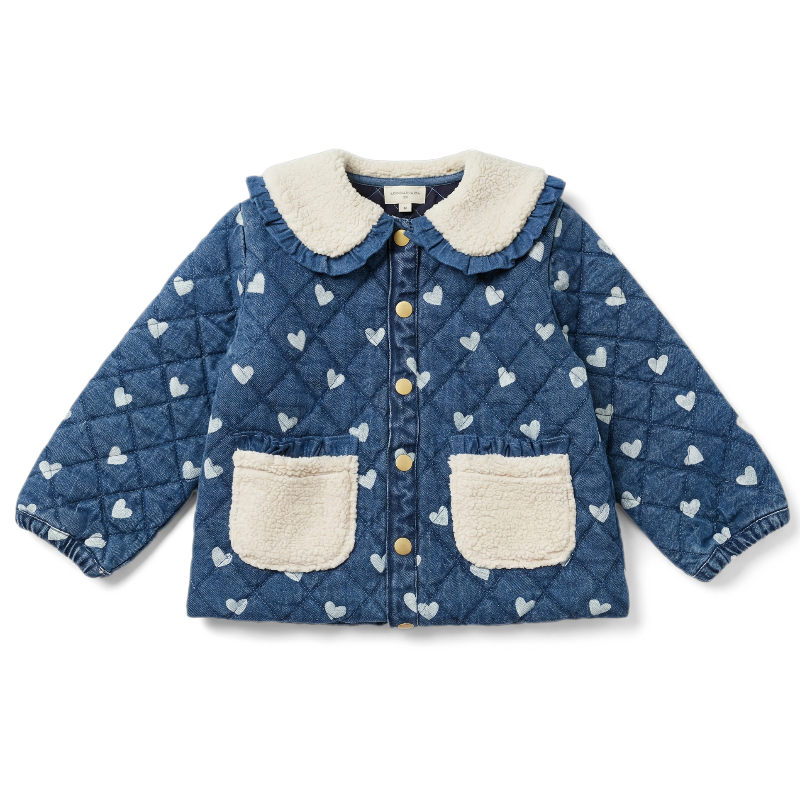 louis louise denim heart jacket blue