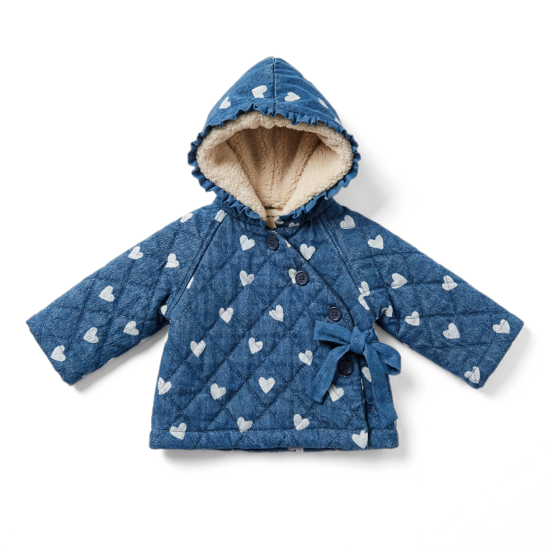 louis louise denim heart baby jacket blue