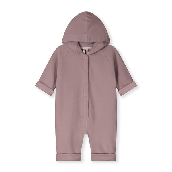 gray label hooded baby playsuit berry