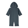 gray label hooded baby playsuit blue grey