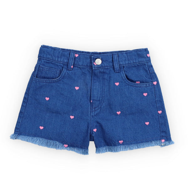 the new society lys hearts embroidered shorts light denim