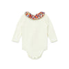 bonton liberty ruffle collar baby onesie cream