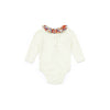 bonton liberty ruffle collar baby onesie cream