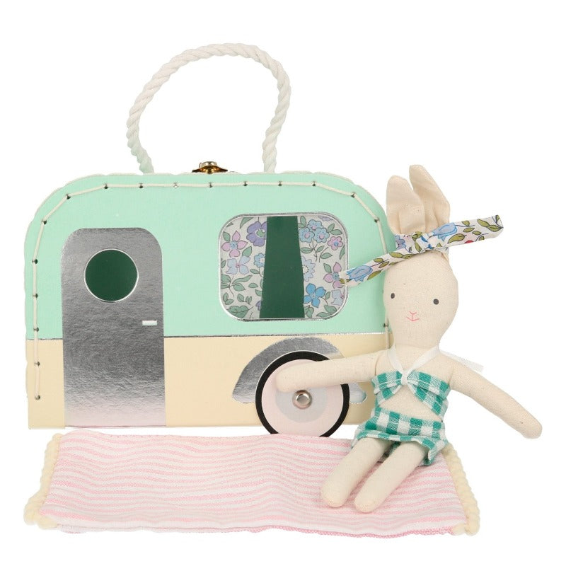 meri meri caravan bunny mini suitcase doll