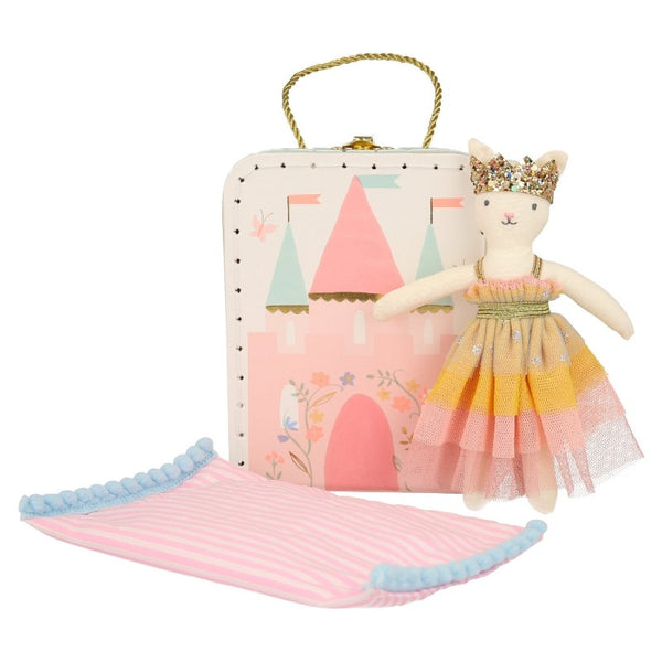 meri meri castle and princess cat mini suitcase doll