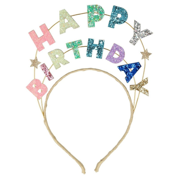 meri meri happy birthday headband glitter