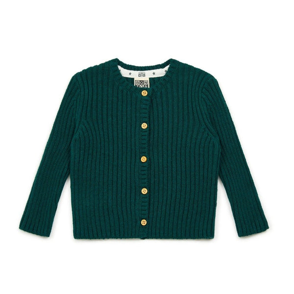 bonton rib knit baby cardigan green