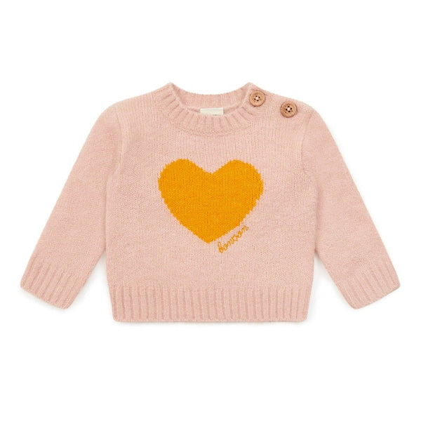 bonton misty heart baby sweater anemone