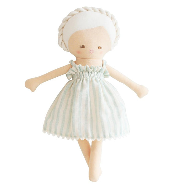 alimrose baby daisy doll sage stripe