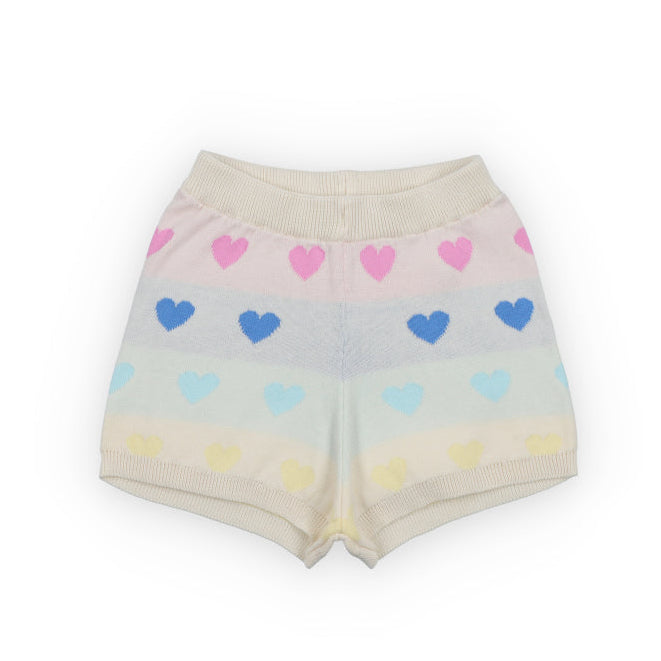 the new society pinpilin knit shorts multicolor hearts