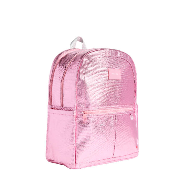 state bags kane kids double pocket backpack pink/silver