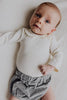 gray label baby collar onesie cream