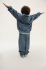 gray label hoodie blue grey