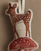 Embroidered deer and mushroom ornament 