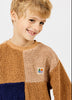 arsene & les pipelettes tricolor sherpa sweatshirt camel