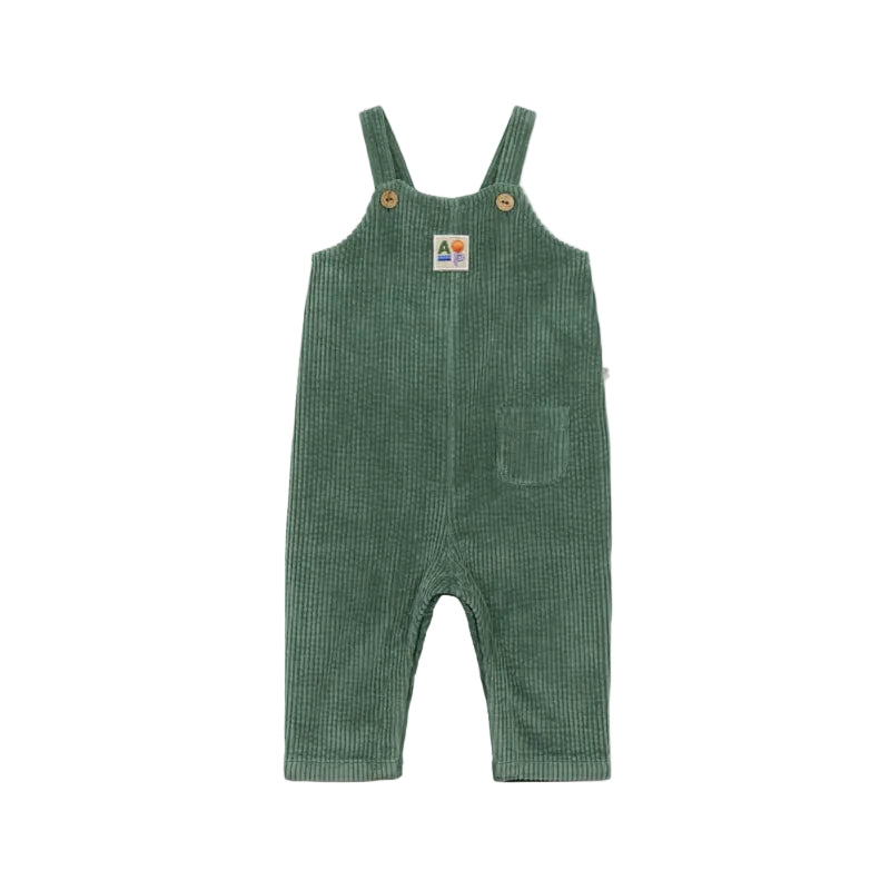 arsene & les pipelettes corduroy baby overalls green