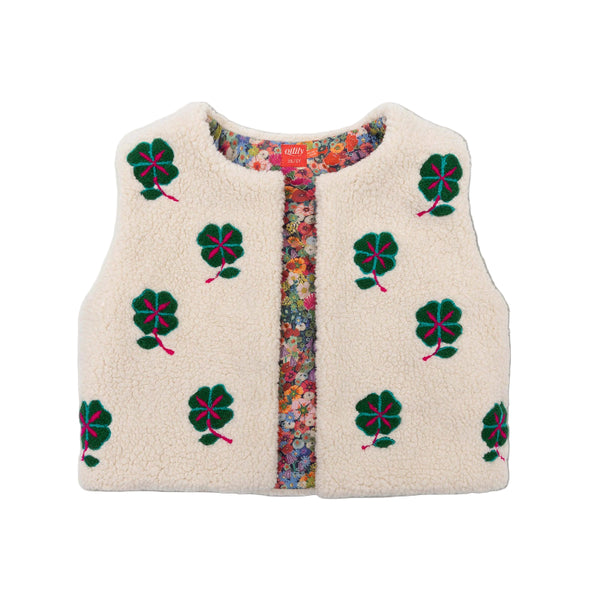 oilily clover faux fur vest cream