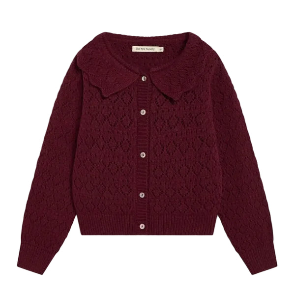 the new society luma cardigan burgundy