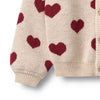 wheat jacquard hearts cardigan off-white melange