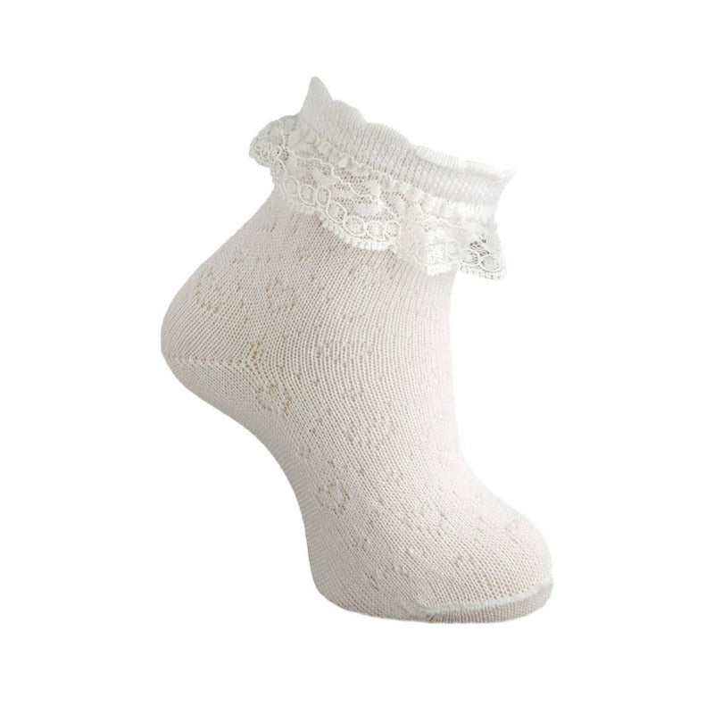 carlomagno baby sock with lace natural