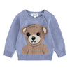 molo Blue baby sweater with a teddy bear design