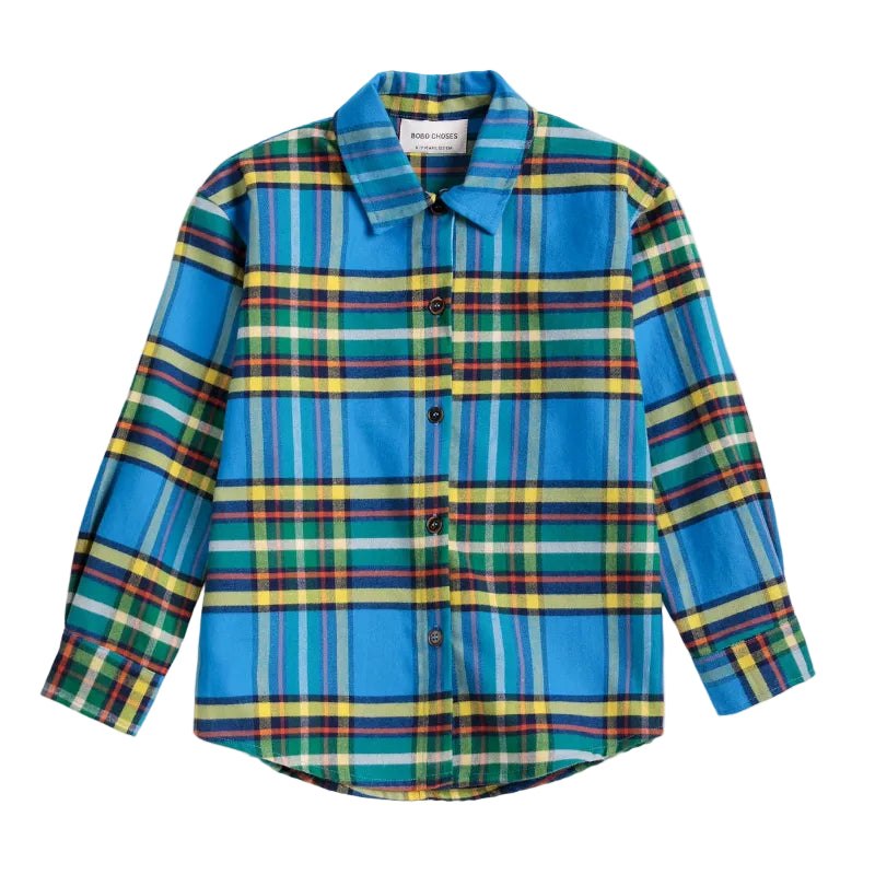 bobo choses tartan all over shirt blue