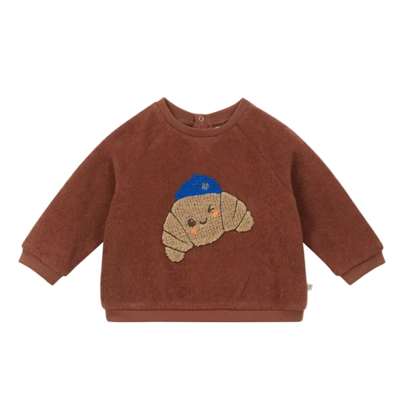arsene & les pipelettes croissant baby sweatshirt brown