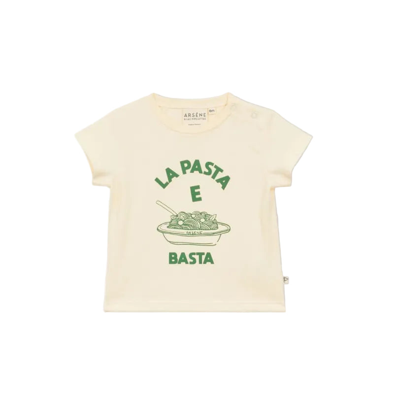 arsene & les pipelettes pasta e basta baby t-shirt kaki