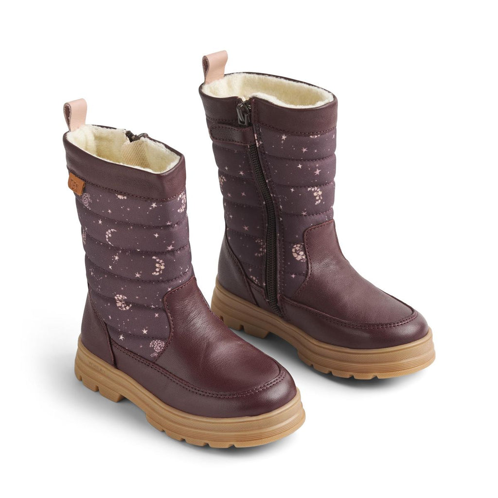 wheat koa tex winter boots plum truffle stars