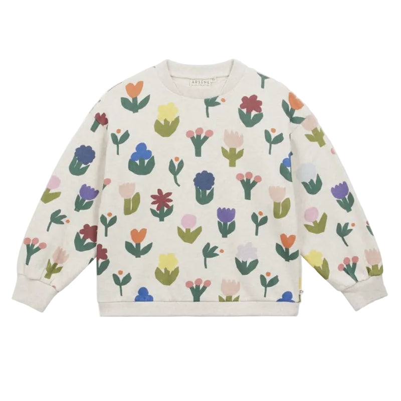 arsene & les pipelettes floral sweatshirt ecru