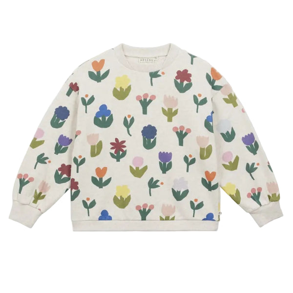 arsene & les pipelettes floral sweatshirt ecru