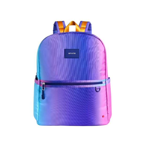 state bags kane kids double pocket large backpack pink/blue gradient